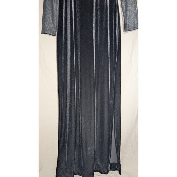Night Way Colections VTG Womens Black Maxi Velvet Dress Size 16 Whimsigoth Sheer - Picture 3 of 6